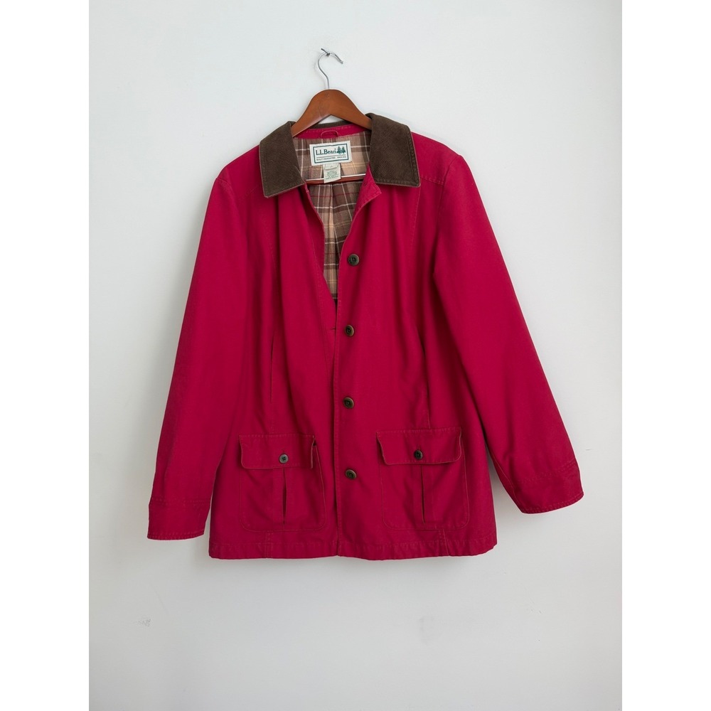 L.L. Bean Crimson Utility Jacket with Chocolate Collar